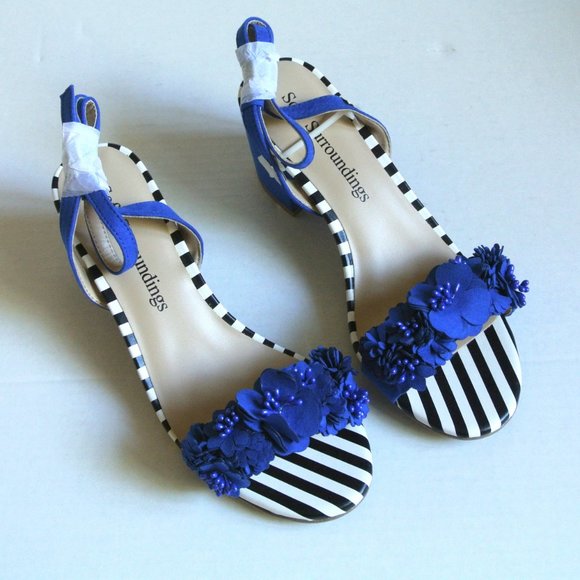 Soft Surroundings Flora Heels Blue Size 7.5 New - Picture 3 of 9